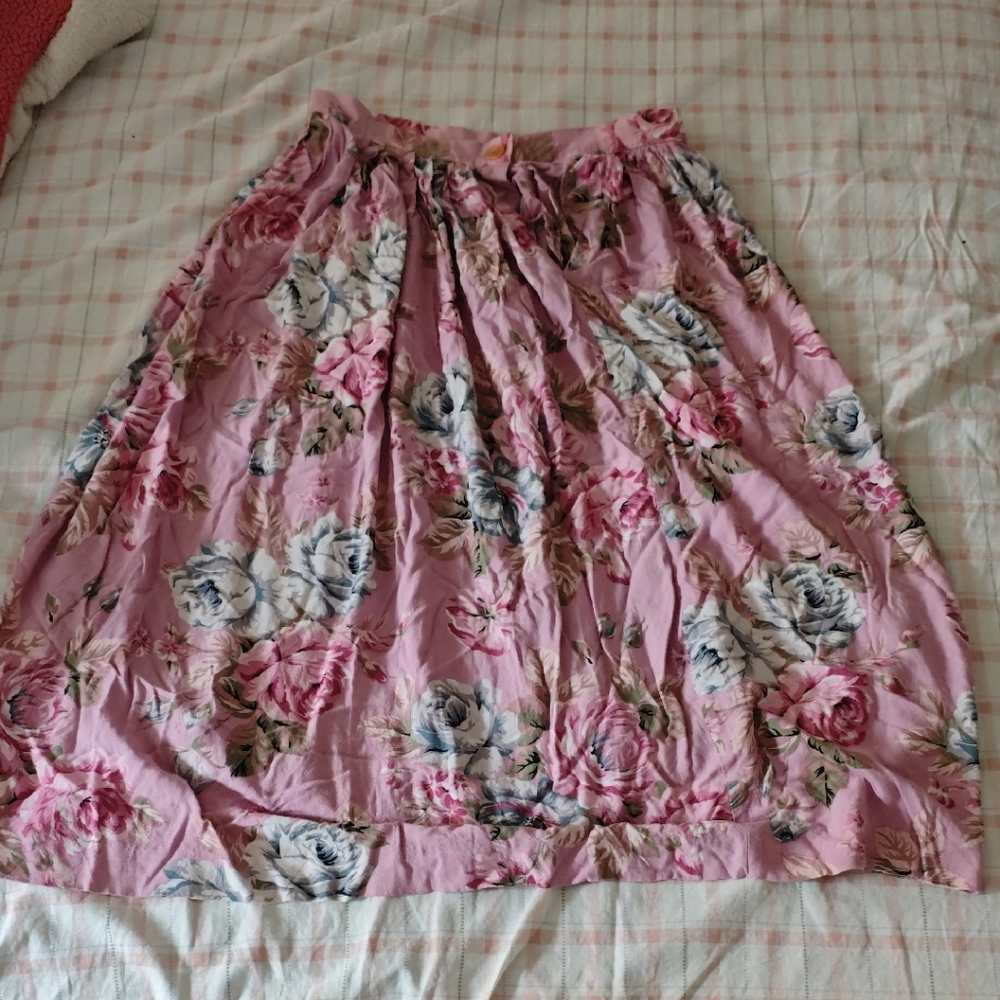 vintage Floral Pink Skirt
